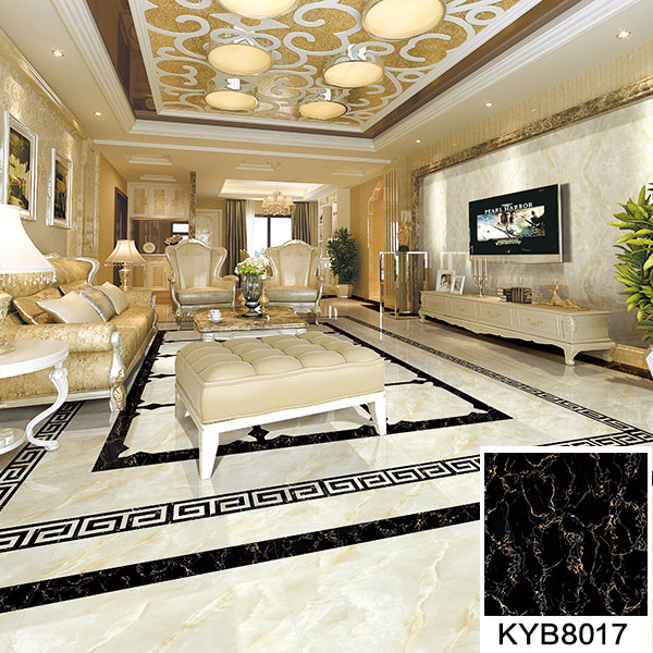 02嫩草蜜桃在线视频陶大理石瓷砖：黑金花KYB8017地面铺贴效果图